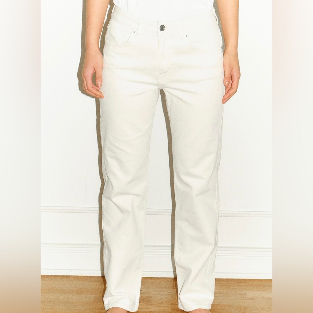 Cream Straight-Leg Jeans - Picture 4 of 4